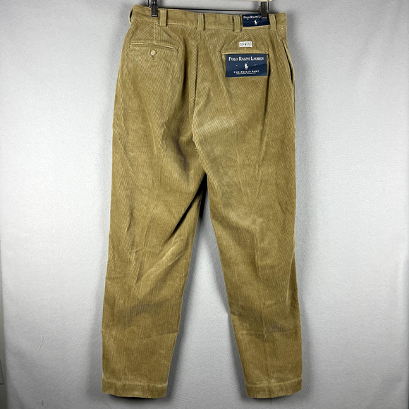 VTG Polo Ralph Lauren Corduroy Philip Pant Mens 35x32 Beige 90s Preppy NEW - Picture 8 of 13